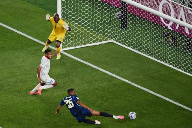 Brazil's forward #26 Rayan shoots and misses a chance during the 2026 World Cup Group C football match between Brazil and Haiti at the Philadelphia Stadium in Philadelphia on June 19, 2026.  (Photo by Angela WEISS / AFP)