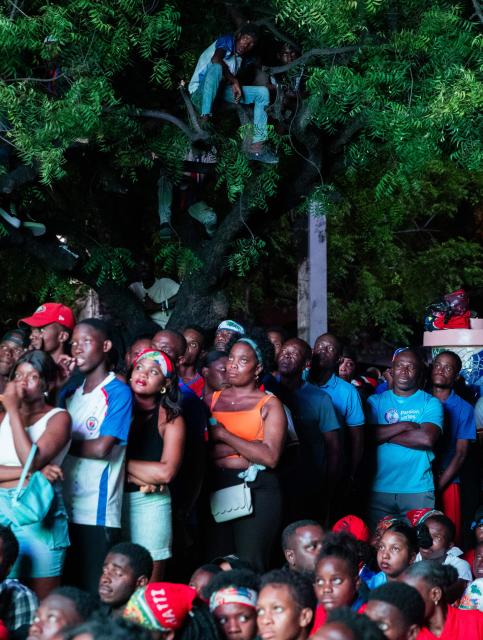 Haiti fans watch the 2026 World Cup match between Brazil and Haiti in Port-au-Prince, Haiti, on June 19, 2026. (Photo by Clarens SIFFROY / AFP)