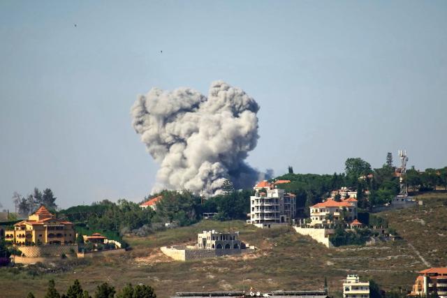Smoke rises from the site of a string of Israeli airstrikes that targeted the southern Lebanese city of Nabatieh on June 20, 2026. Lebanese official media said fresh Israeli strikes on the country's south on June 20 killed five people, despite a new ceasefire between Israel and the Iran-backed Hezbollah group announced a day earlier. (Photo by Abbas FAKIH / AFP) / 