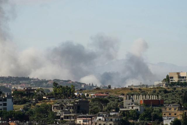 Smoke rises from the site of a string of Israeli airstrikes that targeted the southern Lebanese city of Nabatieh on June 20, 2026. Lebanese official media said fresh Israeli strikes on the country's south on June 20 killed five people, despite a new ceasefire between Israel and the Iran-backed Hezbollah group announced a day earlier. (Photo by Abbas FAKIH / AFP) / 