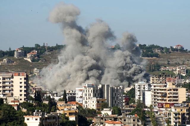 Smoke rises from the site of a string of Israeli airstrikes that targeted the southern Lebanese city of Nabatieh on June 20, 2026. Lebanese official media said fresh Israeli strikes on the country's south on June 20 killed five people, despite a new ceasefire between Israel and the Iran-backed Hezbollah group announced a day earlier. (Photo by Abbas FAKIH / AFP) / 
