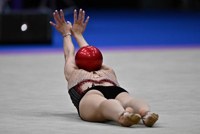 Poland's Liliana Lewinska competes in the individual ball of the 2026 Rhythmic Gymnastics World Challenge Cup in Beijing on June 20, 2026. (Photo by Pedro PARDO / AFP)