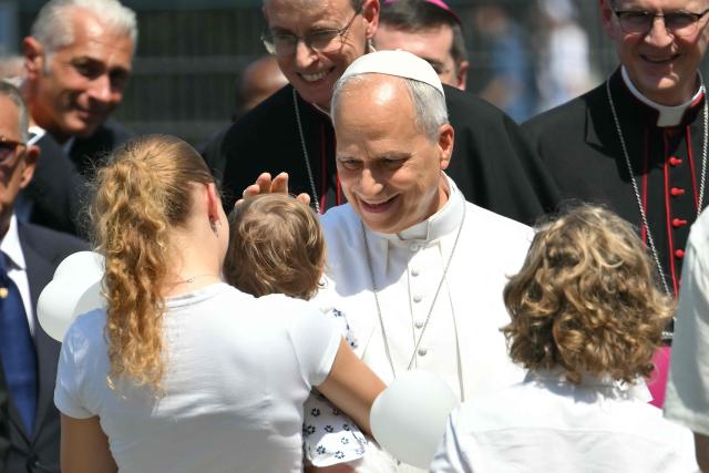 Pope Leo XIV arrives for a pastoral visit in Pavia on June 20, 2026. (Photo by Marco BERTORELLO / AFP)
