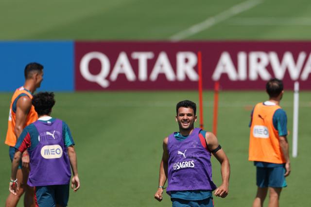 Portugal's forward #09 Goncalo Ramos takes part in a training session at Gardens North County District Park in Palm Beach Gardens, on June 20, 2026, during the 2026 World Cup football tournament. (Photo by Patricia DE MELO MOREIRA / AFP)