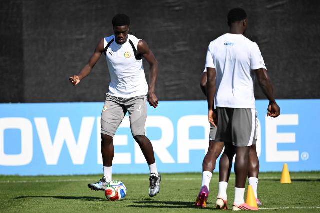 Senegal's forward #07 Assane Diao takes part in training session at Rutgers University in Piscataway, New Jersey on June 20, 2026, during the 2026 World Cup football tournament. (Photo by MAURO PIMENTEL / AFP)