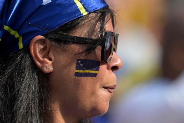A Curacao fan looks on ahead of the 2026 World Cup Group E football match between Ecuador and Curacao at the Kansas City Stadium in Kansas City on June 20, 2026.  (Photo by JUAN MABROMATA / AFP)
