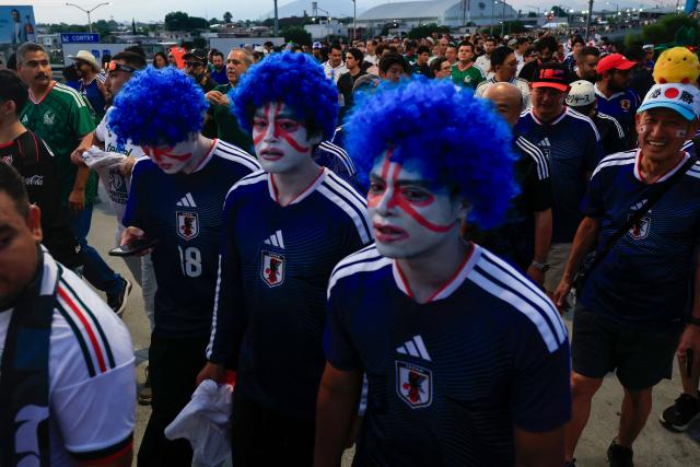 Japanese fans arrive to the 2026 World Cup Group F football match between Tunisia and Japan at the Monterrey Stadium in Guadalupe, Mexico, on June 20, 2026.  (Photo by Julio Cesar AGUILAR / AFP)