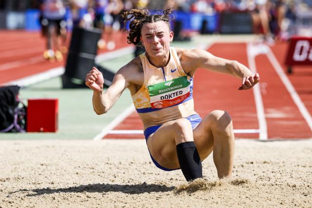 Netherland's Sofie Dokter (Netherlands) competes in the long jump event at the 45th edition of the Fanny Blankers-Koen - FBK Games in Hengelo, estearn Netherlands on June 21, 2026. (Photo by Vincent Jannink / ANP / AFP) / Netherlands OUT