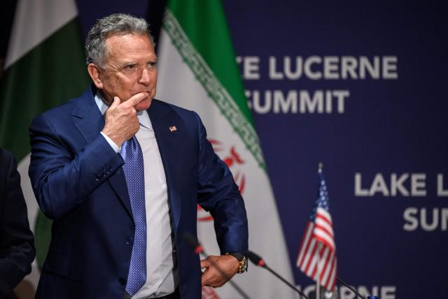 US Special Envoy to the Middle East Steve Witkoff gestures prior to a quadrilateral meeting between the United States, Iran, Pakistan and Qatar at the Burgenstock luxury hotel complex overlooking Lake Lucerne, Switzerland, on June 21, 2026, as part of high-level talks aimed at advancing a deal to end the Middle East conflict. A new round of negotiations over the Middle East war was set to kick off on June 21, 2026 with Iranian negotiators arriving in the Swiss host city hours ahead of US Vice President JD Vance, even as Tehran said it was closing the Strait of Hormuz again over Israeli attacks in Lebanon. (Photo by Fabrice Coffrini / POOL / AFP)
