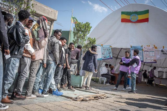 (FILES) Voters queue to cast their ballots at Beshale Katla polling station in Addis Ababa, on June 1, 2026, during the 2026 Ethiopian parliamentary elections. Ethiopian Prime Minister Abiy Ahmed's Prosperity Party (PP) won a landslide victory in legislative polls held June 1, the election commission said Sunday, giving it almost 90 percent of the seats.
Abiy has led Ethiopia since 2018, and is increasingly criticised for growing authoritarianism, in contrast to his early years when he won the Nobel Peace Prize for mending relations with neighbouring Eritrea.
The PP was considered the overwhelming favourite in the country of 130 million, facing a divided opposition that did not field candidates in many constituencies. (Photo by Marco Simoncelli / AFP)