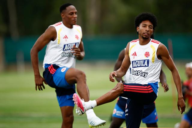 Colombia's defender #17 Johan Mojica takes part in a training session at the Academia Atlas FC in Zapopan, near Guadalajara, Mexico on June 21, 2026, during the 2026 World Cup football tournament.  (Photo by Ulises RUIZ / AFP)