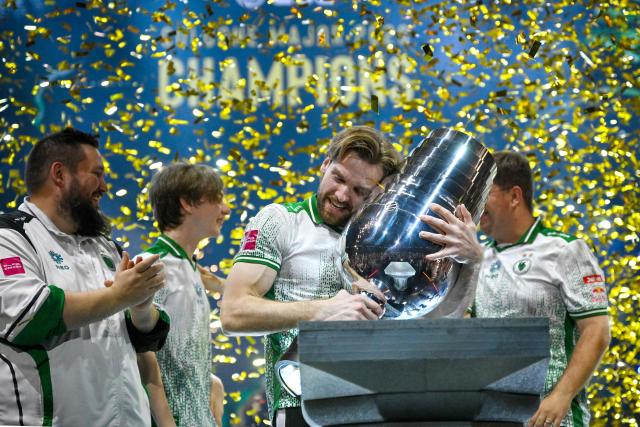 NiKo of FURIA Esports holds the trophy during the victory ceremony after winning the grand final against Team Falcons at the IEM Cologne Major 2026 Counter Strike tournament at the Lanxess Arena in Cologne, western Germany on June 21, 2026. (Photo by Ina FASSBENDER / AFP)