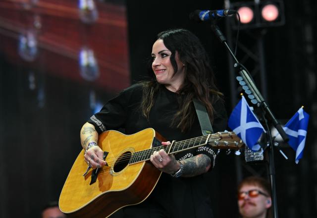 Scottish singer Amy Macdonald performs on the main stage during the TRNSMT Festival on Glasgow Green in the centre of Glasgow, Scotland on June 21, 2026, the final day of the three-day festival. (Photo by ANDY BUCHANAN / AFP)