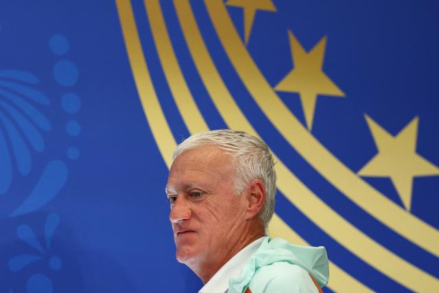 France's head coach Didier Deschamps arrives at an MD-1 press conference at the Philadelphia Stadium in Philadelphia on June 21, 2026, on the eve of the 2026 World Cup Group I football match between France and Iraq.  (Photo by Franck FIFE / AFP)