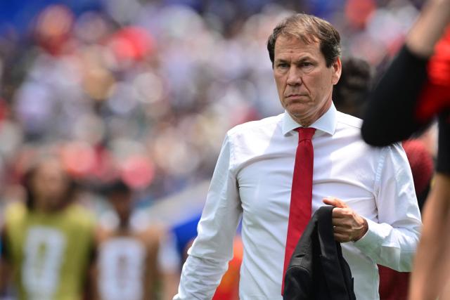 Belgium's French head coach Rudi Garcia looks on during the 2026 World Cup Group G football match between Belgium and Iran at the Los Angeles Stadium in Inglewood on June 21, 2026.  (Photo by Frederic J. Brown / AFP)