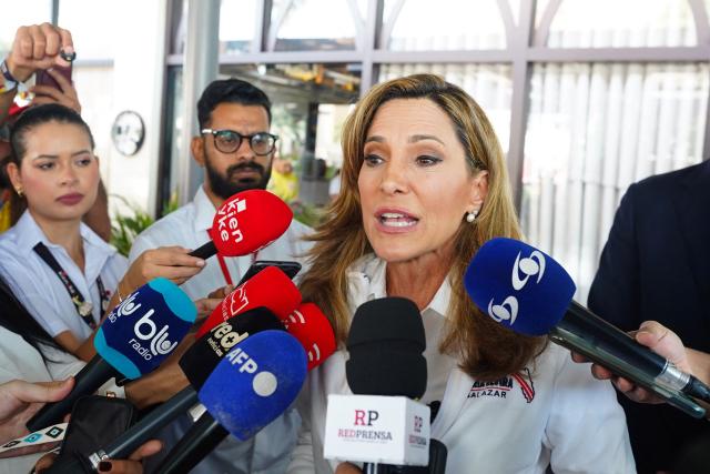 US Representative Maria Elvira Salazar speaks at a press conference during the presidential election runoff in Barranquilla, Colombia, on June 21, 2026. (Photo by Vanexa Romero / AFP)