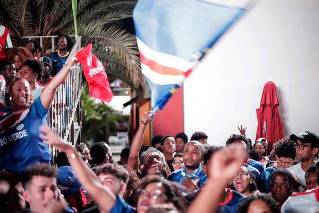 Cape Verde fans react after their team scored against Uruguay during their FIFA World Cup match in Praia on June 21, 2026. (Photo by Jose Correia / AFP)