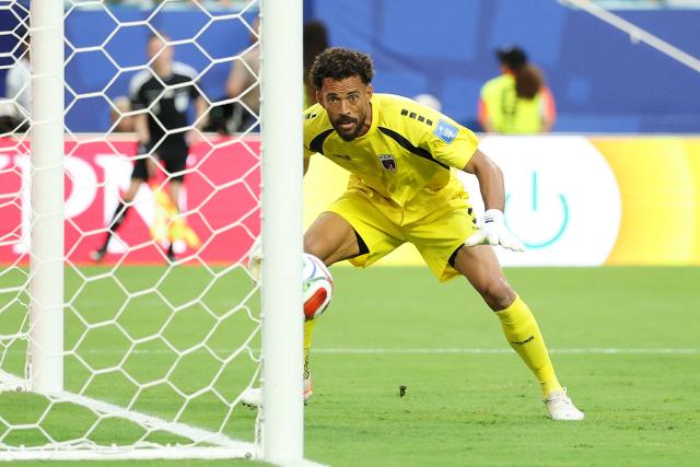 Cape Verde's goalkeeper #01 Vozinha looks at the ball after hitting the post during the 2026 World Cup Group H football match between Uruguay and Cape Verde at the Miami Stadium in Miami Gardens on June 21, 2026.  (Photo by PATRICIA DE MELO MOREIRA / AFP)