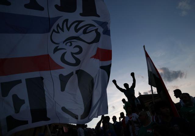 France fans gather at the Rocky statue in front of the Philadelphia Museum of Art on the eve of the 2026 World Cup Group C football match between France and Irak in Philadelphia on June 21, 2026. (Photo by FRANCK FIFE / AFP)