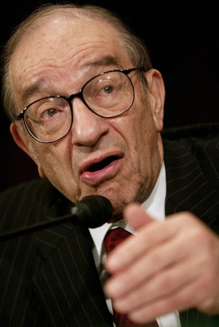 (FILES) (FILS) This 24 February 2004 file photo shows US Federal Reserve Chairman Alan Greenspan testifying before the US Senate Committee on Banking, Housing, and Urban Affairs on Capitol Hill in Washington, DC. Greenspan, the longtime US Federal Reserve chief who presided over an unprecedented American economic expansion but was later faulted for failing to rein in financial markets before the 2008 global crisis, died on June 22, 2026, US media reported. (Photo by Stephen JAFFE / AFP)