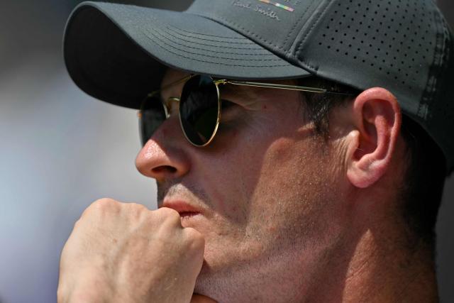 Britain's Andy Murray coach of Britain's Jack Draper watches from the stands as he plays against US player Marcos Giron during their men's singles round of 32 tennis match on day one of the Lexus Eastbourne Open at Devonshire Park, Eastbourne, on the south coast of England on June 22, 2026. (Photo by Glyn KIRK / AFP)