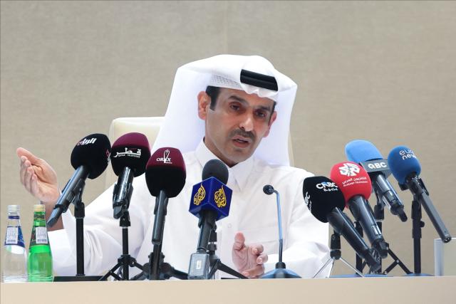 Qatar's Energy Minister and CEO of QatarEnergy Saad Sherida al-Kaabi speaks during a press conference in Doha on June 22, 2026. Qatar's energy minister said on Monday that the deadly gas plant explosion a night earlier was the result of an accident and that it would not affect the country's exports. (Photo by KARIM JAAFAR / AFP)