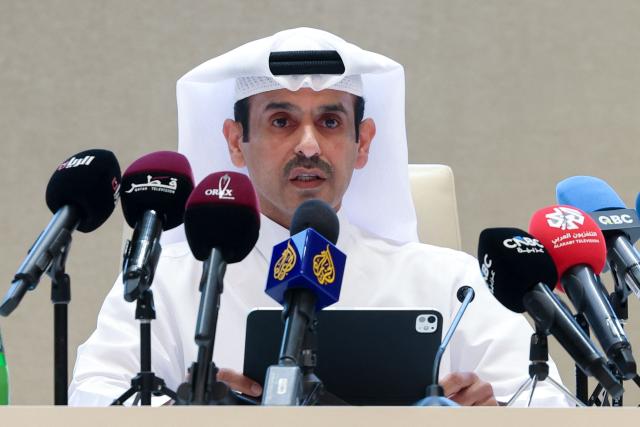 Qatar's Energy Minister and CEO of QatarEnergy Saad Sherida al-Kaabi speaks during a press conference in Doha on June 22, 2026. Qatar's energy minister said on Monday that the deadly gas plant explosion a night earlier was the result of an accident and that it would not affect the country's exports. (Photo by KARIM JAAFAR / AFP)