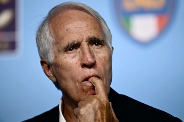 The newly elected President of the Italian Football Federation (FIGC), Giovanni Malago, gives a press conference after his election in Rome on June 22, 2026. (Photo by Filippo MONTEFORTE / AFP)