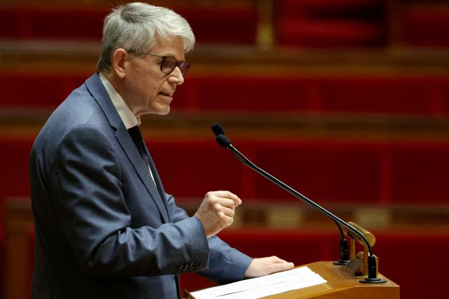 Droite Republicaine's MP Patrick Hetzel speaks during a debate on the new End of life, also called Assisted Suicide, draft law at The National Assembly, France's lower house of parliament in Paris on June 22, 2026. (Photo by Thomas SAMSON / AFP)