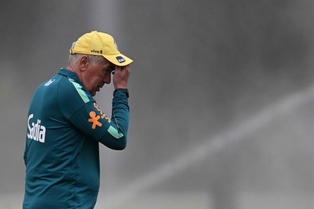 Brazil's Italian head coach Carlo Ancelotti takes part in a training session at the Columbia Park Training Facility in Morristown, New Jersey on June 22, 2026, during the 2026 World Cup football tournament.  (Photo by Mauro PIMENTEL / AFP)
