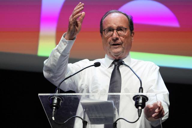 French Socialist Party (PS) MP and former French President Francois Hollande attends a debate on energy policies as part of "The Terra Nova Conversations" event organised by French center-left think tank Terra Nova at Le Beffroi de Montrouge, in Montrouge, south of Paris on June 22, 2026. (Photo by Ludovic MARIN / AFP)