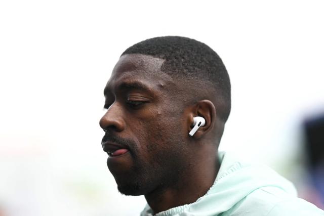 France's forward #07 Ousmane Dembele arrives ahead of the 2026 World Cup Group I football match between France and Iraq at the Philadelphia Stadium in Philadelphia on June 22, 2026.  (Photo by Mauro PIMENTEL / AFP)