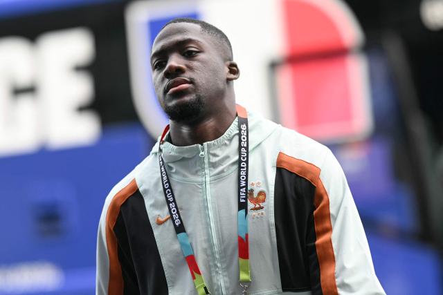 France's defender #15 Ibrahima Konate arrives ahead of the 2026 World Cup Group I football match between France and Iraq at the Philadelphia Stadium in Philadelphia on June 22, 2026.  (Photo by Mauro PIMENTEL / AFP)
