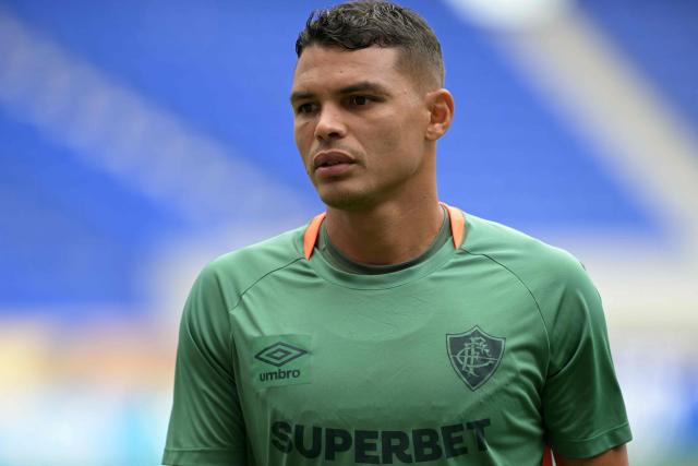 (FILES) Fluminense's Brazilian defender #03 Thiago Silva participates in a training session at the Harrison Stadium in East Rutherford, New Jersey, on July 7, 2025, on the eve of the FIFA Club World Cup 2025 semifinal football match between Brazil's Fluminense and England's Chelsea. Brazilian centre-back Thiago Silva has rejoined Fluminense after a brief spell with Portuguese side FC Porto, the Rio de Janeiro club said on June 22, 2026. (Photo by JUAN MABROMATA / AFP)