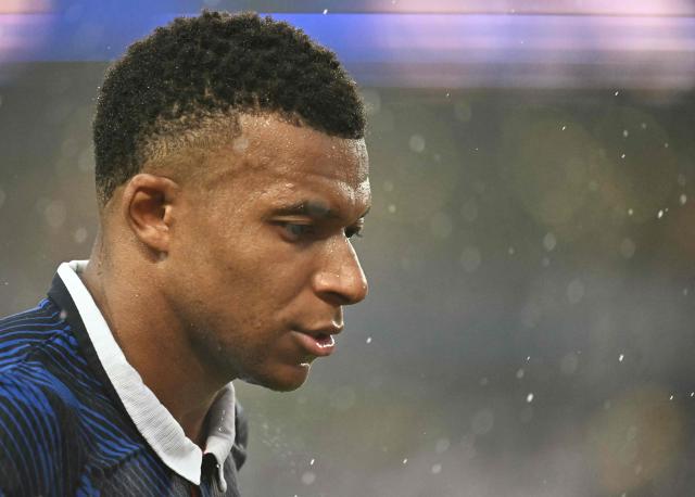 France's forward #10 Kylian Mbappe reacts during the 2026 World Cup Group I football match between France and Iraq at the Philadelphia Stadium in Philadelphia on June 22, 2026.  (Photo by Jewel SAMAD / AFP)
