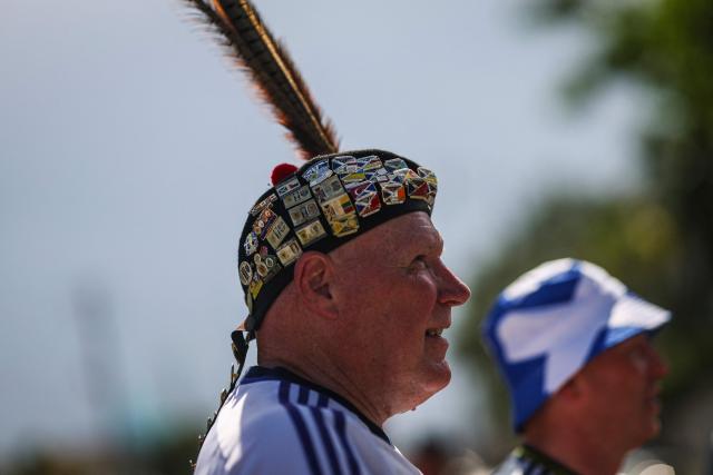 A Scottish man looks on as Scottish supporters gather at Little Havana in Miami, Florida on June 22, 2026, ahead of the 2026 World Cup Group C football match between Scotland and Brazil at the Hard Rock Stadium. (Photo by PATRICIA DE MELO MOREIRA / AFP)