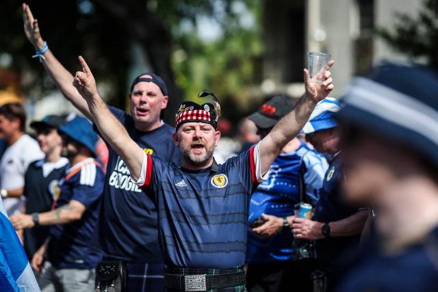 Scottish supporters gather at Little Havana in Miami, Florida on June 22, 2026, ahead of the 2026 World Cup Group C football match between Scotland and Brazil at the Hard Rock Stadium. (Photo by PATRICIA DE MELO MOREIRA / AFP)