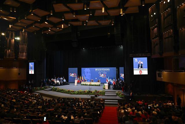 People attend a special session of Venezuela’s National Assembly marking the bicentennial of the Congress of Panama at the Teresa Carreno Theater in Caracas, on June 22, 2026. (Photo by Federico PARRA / AFP)