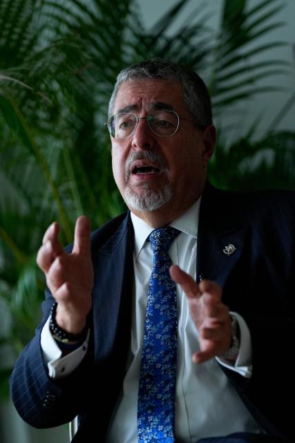 Guatemala’s President Bernardo Arevalo speaks during an interview with AFP in Panama City on June 22, 2026. (Photo by ARNULFO FRANCO / AFP)