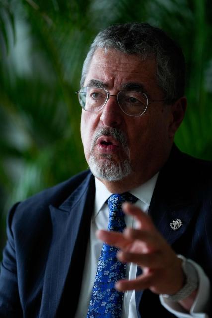 Guatemala’s President Bernardo Arevalo speaks during an interview with AFP in Panama City on June 22, 2026. (Photo by ARNULFO FRANCO / AFP)