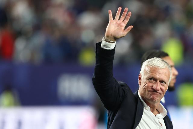 France's head coach Didier Deschamps waves to fans after winning the 2026 World Cup Group I football match between France and Iraq at the Philadelphia Stadium in Philadelphia on June 22, 2026.  (Photo by FRANCK FIFE / AFP)