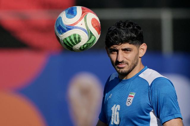 Iran's midfielder #16 Mehdi Torabi takes part in training session at Centro Xoloitzcuintle in Tijuana, on June 22, 2026, during the 2026 World Cup football tournament.  (Photo by Guillermo Arias / AFP)