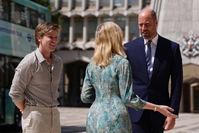 Britain's Prince William, Prince of Wales alongside Australian conservationist Robert Irwin (L) arrive to attend the Climate Innovation Forum at the Guildhall in central London, on June 23, 2026. (Photo by Jordan Pettitt / POOL / AFP)