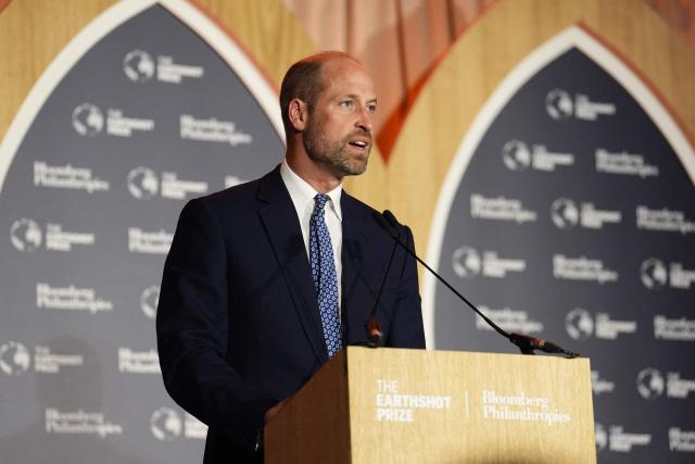 Britain's Prince William, Prince of Wales, speaks during the Earthshot Prize Impact Assembly panel at the Climate Innovation Forum, at the Guildhall in central London, on June 23, 2026. (Photo by Jordan Pettitt / POOL / AFP)