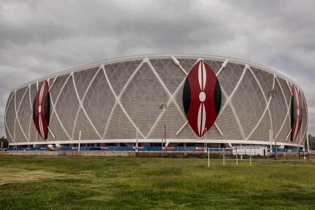 A general view of the Raila Odinga International Stadium, also known as Talanta Sports Stadium, a 60,000-seat national stadium under construction in Nairobi on June 23, 2026, ahead the Africa Cup of Nations (AFCON) scheduled for 2027. (Photo by SIMON MAINA / AFP)