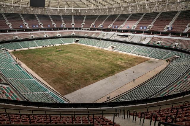 A general view of the Raila Odinga International Stadium, also known as Talanta Sports Stadium, a 60,000-seat national stadium under construction in Nairobi on June 23, 2026, ahead the Africa Cup of Nations (AFCON) scheduled for 2027. (Photo by SIMON MAINA / AFP)