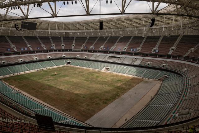 A general view of the Raila Odinga International Stadium, also known as Talanta Sports Stadium, a 60,000-seat national stadium under construction in Nairobi on June 23, 2026, ahead the Africa Cup of Nations (AFCON) scheduled for 2027. (Photo by SIMON MAINA / AFP)
