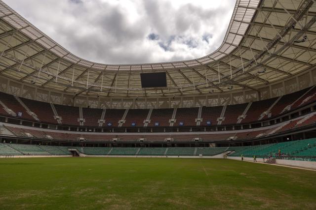 A general view of the Raila Odinga International Stadium, also known as Talanta Sports Stadium, a 60,000-seat national stadium under construction in Nairobi on June 23, 2026, ahead the Africa Cup of Nations (AFCON) scheduled for 2027. (Photo by SIMON MAINA / AFP)