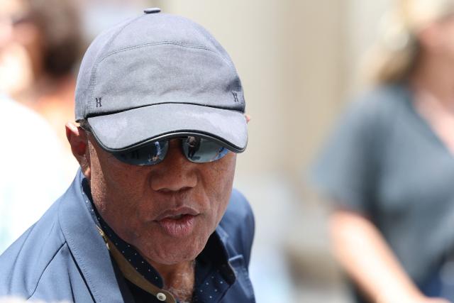 Former French football player and coach Antoine Kombouaré arrives at the funeral ceremony of Eric Roy at the Cathédrale Sainte-Réparate in Nice, Southeastern France, on June 23, 2026. (Photo by Valery HACHE / AFP)
