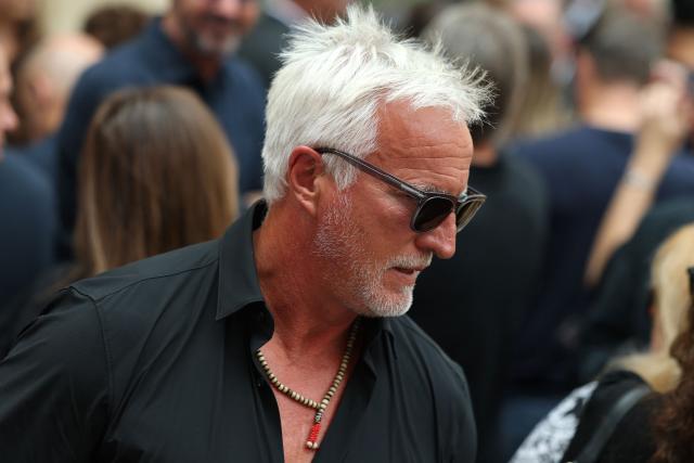 Former French player David Ginola arrives at the funeral ceremony of Eric Roy at the Cathédrale Sainte-Réparate in Nice, Southeastern France, on June 23, 2026. (Photo by Valery HACHE / AFP)